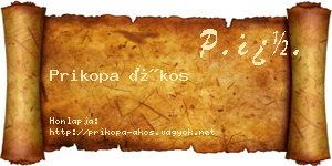 Prikopa Ákos névjegykártya